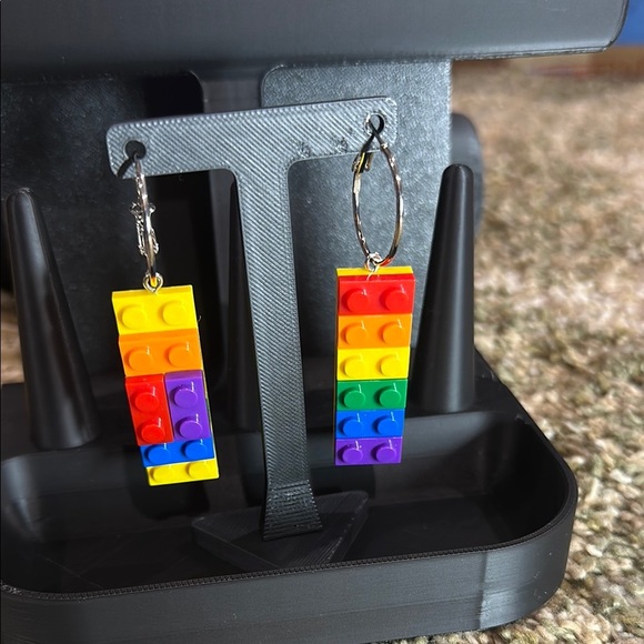 NWT Handmade Colorful LEGO Block Earrings *You can play with them ~Blocks Change - Picture 5 of 8
